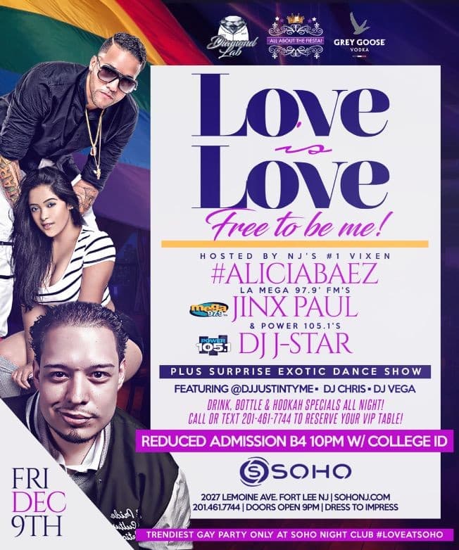 Event - Diamond Fiesta Fridays w/Alicia Baez LaMega97.9 Jinx Paul Power105.1 DJ J-Star - Fort Lee, New Jersey - December 9, 2016 | concert tickets