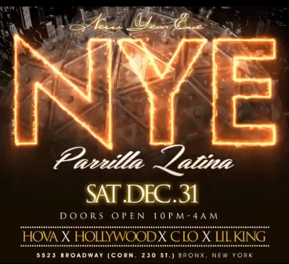 Event - NYE 2017 At Parrilla Latina - Bronx, New York - December 31, 2016 | concert tickets