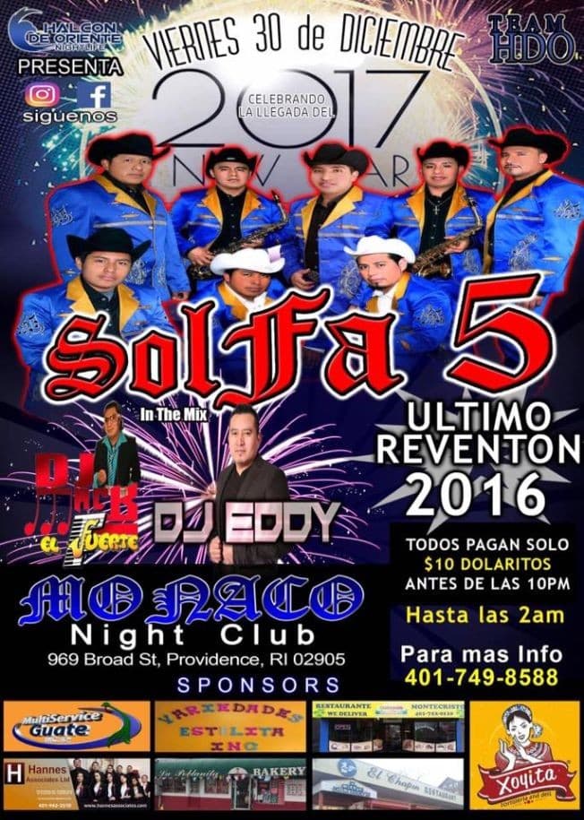Event - Ultimo Reventon de 2016 con Solfa 5 en Providence - Providence, Rhode Island - December 30, 2016 | concert tickets