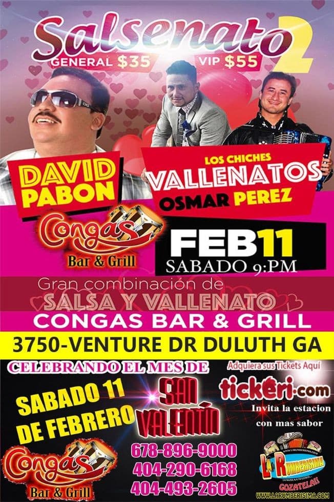 Event - LOS CHICHES DEL VALLENATO Y DAVID PABON Y SU ORQUESTA "SALSENATO" - Duluth, Georgia - February 11, 2017 | concert tickets