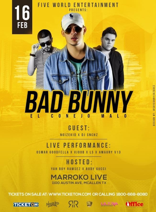 Event - Bad bunny El Conejo Malo - McAllen, Texas - 16 de febrero de 2017 | concert tickets
