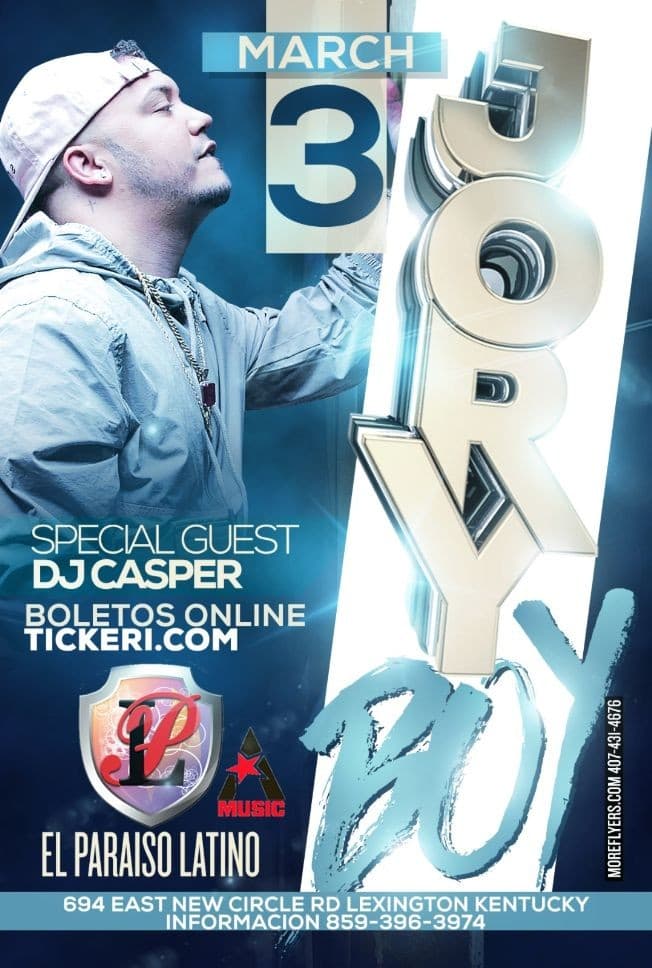 Event - Jory Boy Live @ Paraiso Latino Lexington KY - Lexington, Kentucky - March 3, 2017 | concert tickets