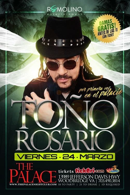 Event - Toño Rosario en concierto - Woodbridge, Virginia - March 24, 2017 | concert tickets