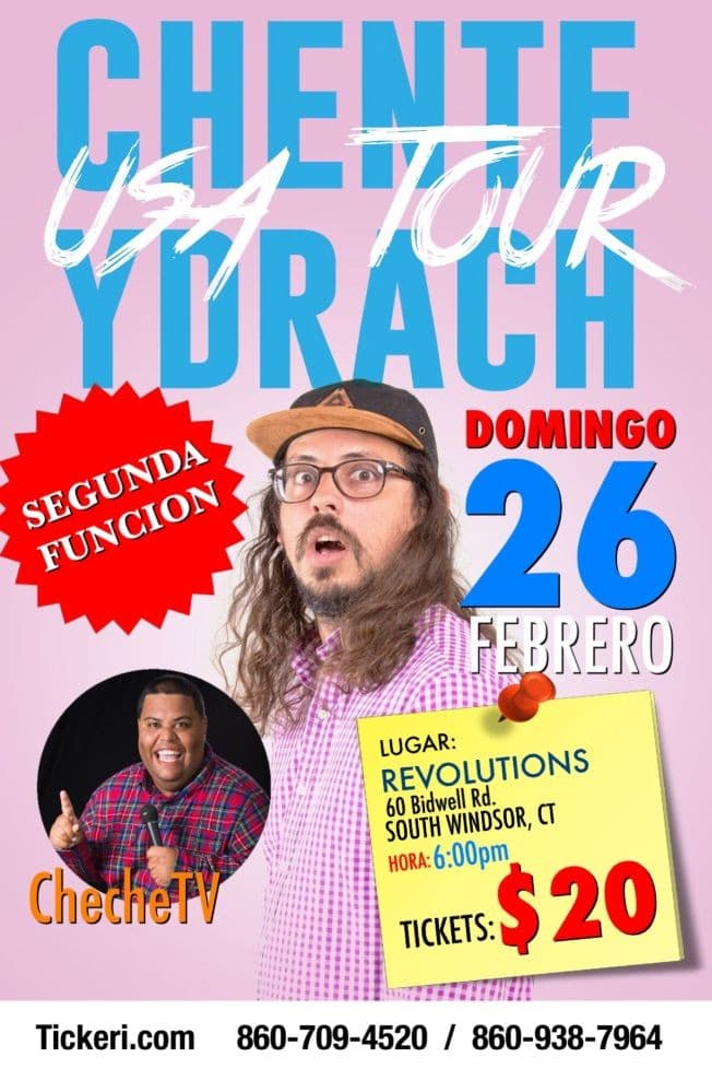 Event - CHENTE JUNTO A CHECHE TV 2NDA FUNCION - South Windsor, Connecticut - 26 de febrero de 2017 | concert tickets