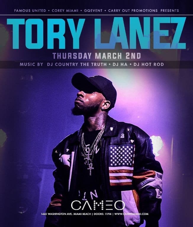 Event - Tory Lanez Live At Cameo Nightclub - Miami Beach, Florida - March 2, 2017 | concert tickets