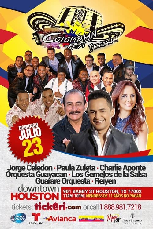 Event - Colombian Fest con Jorge Celedon, Orquesta Guayacan, Charlie Aponte y mas en Houston, TX TICKETS DISPONIBLES EN LA PUERTA!! - Houston, Texas - July 23, 2017 | concert tickets