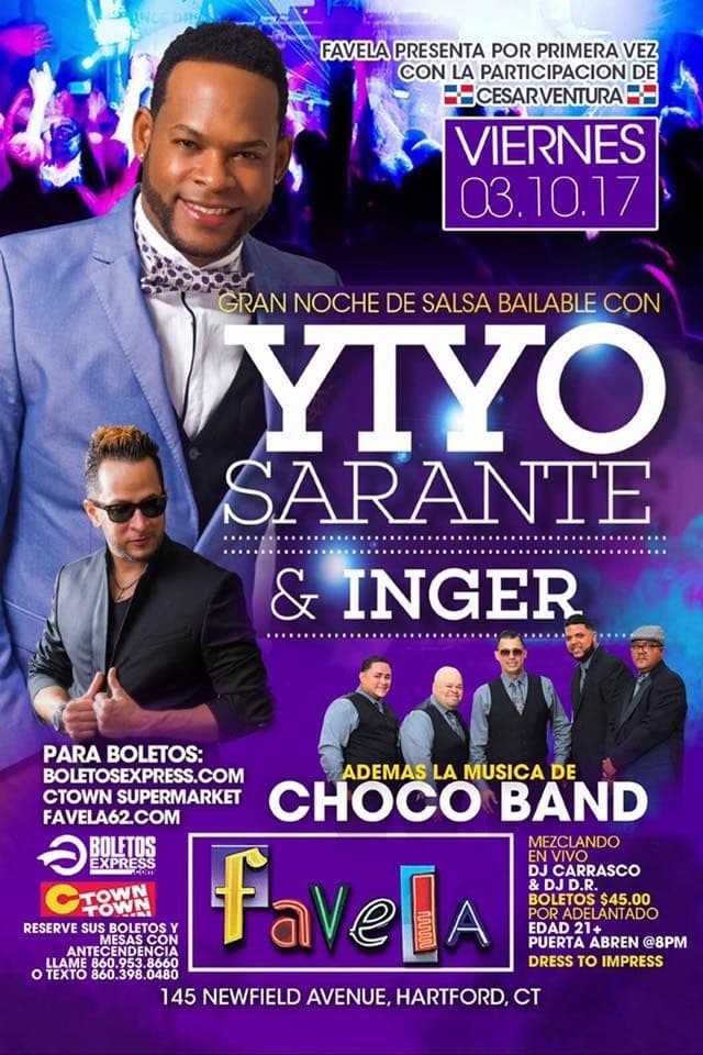 Event - Yiyo Sarante en Hartford,CT - Hartford, Connecticut - March 10, 2017 | concert tickets