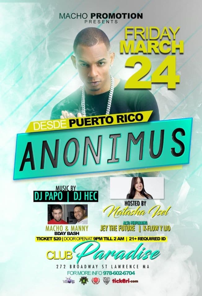 Event - Anonimus × natasha isel - Lawrence, Massachusetts - March 24, 2017 | concert tickets