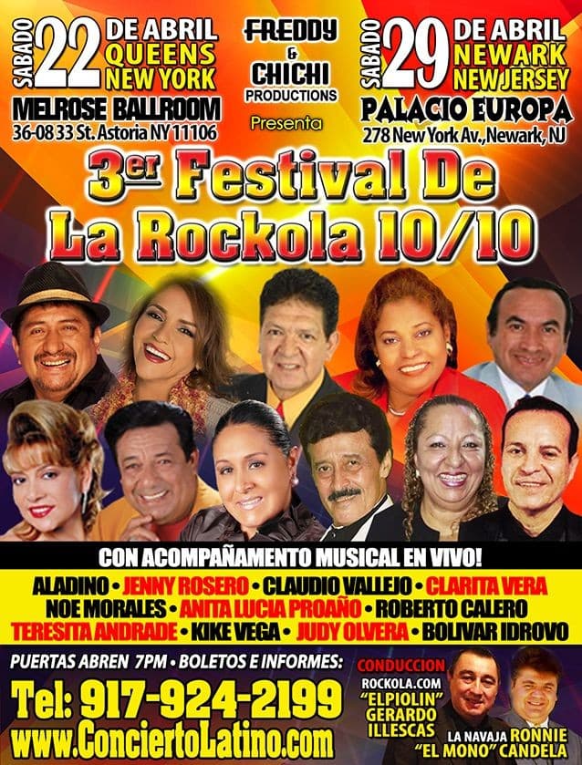 Event - EL FESTIVAL DE LA ROCKOLA  EN NEW YORK - EL ORIGINAL CON 10 GRANDES ARTISTAS - New York, New York - April 22, 2017 | concert tickets
