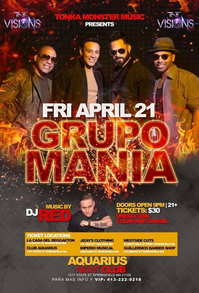 Event - GRUPO MANIA EN VIVO - Springfield, Massachusetts - April 21, 2017 | concert tickets