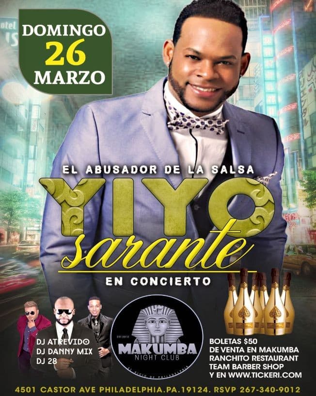 Event - Yiyo Sarante en Philadelphia PA - Philadelphia, Pennsylvania - March 26, 2017 | concert tickets