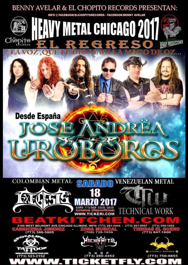 Event - Jose Andrea & Uroboros - Chicago, Illinois - 18 de marzo de 2017 | concert tickets