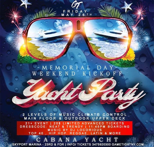 Event - NYC MDW Cruise at Skyport Marina Cabana Yacht Tickets - New York, New York - May 26, 2017 | concert tickets