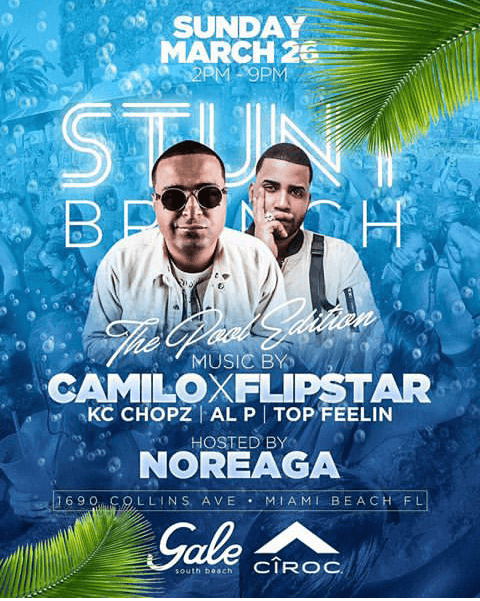 Event - Stunt Brunch Pool Edition N.O.R.E Live With DJ Camilo At Gale Rooftop Hotel - Miami Beach, Florida - March 26, 2017 | concert tickets