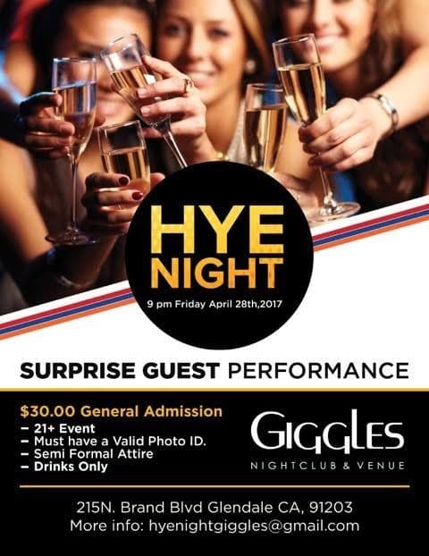 Event - Hye Night Giggles - Special Guest Performance - Glendale, California - April 28, 2017 | concert tickets