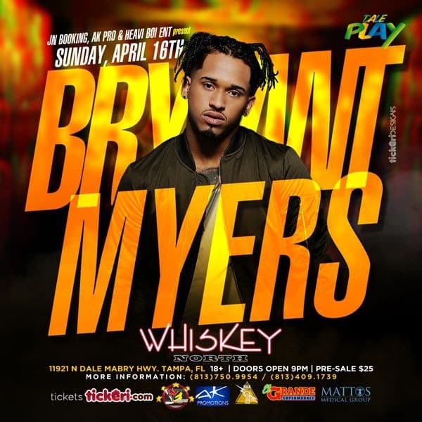 Event - Bryant Myers en Whiskey North - Tampa, Florida - April 16, 2017 | concert tickets