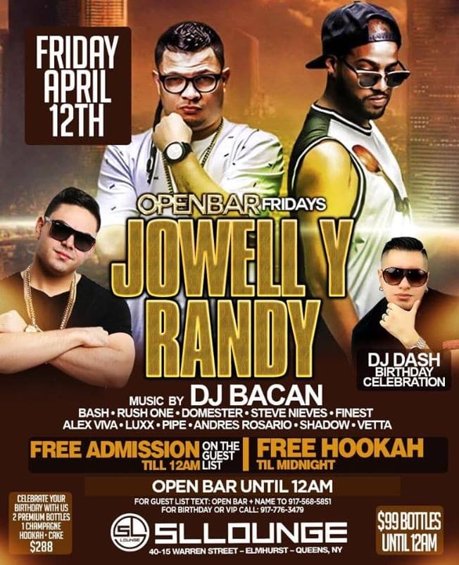 Event - Jowell Y Randy Live at SL Lounge - Queens, New York - April 14, 2017 | concert tickets