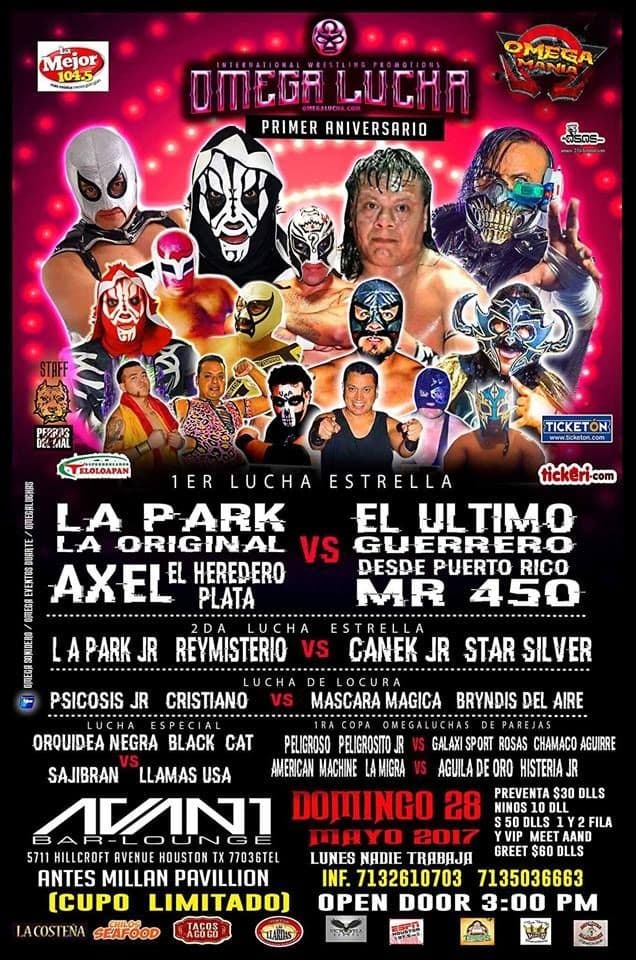 Event - Omega Lucha- La Park vs. El Ultimo Guerrero en Houston,TX - Houston, Texas - May 28, 2017 | concert tickets