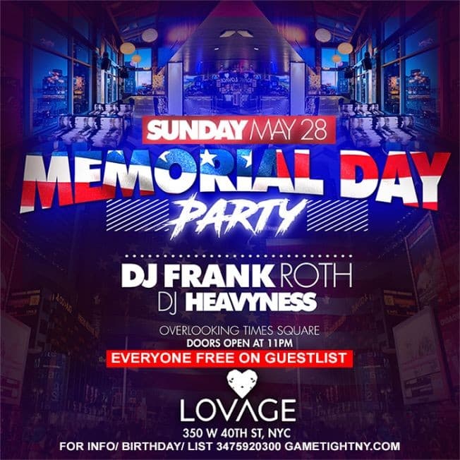 Event - Lovage NYC MDW Memorial Day Weekend 2017 Everyone FREE - New York, New York - May 28, 2017 | concert tickets