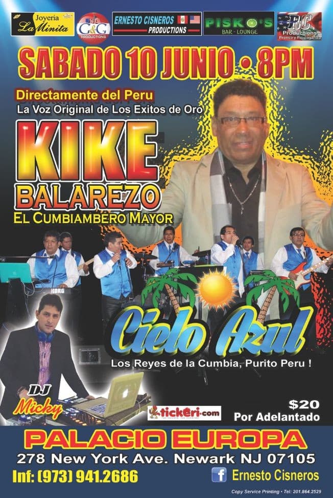 Event - KIKE BALAREZO en NEW JERSEY - Newark, New Jersey - June 10, 2017 | concert tickets