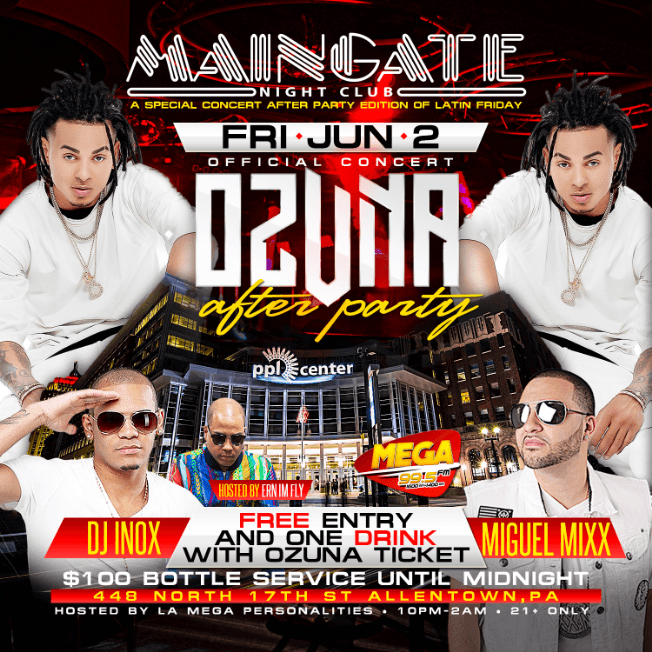 Event - Ozuna Concert After-Party - Allentown, Pennsylvania - 2 de junio de 2017 | concert tickets
