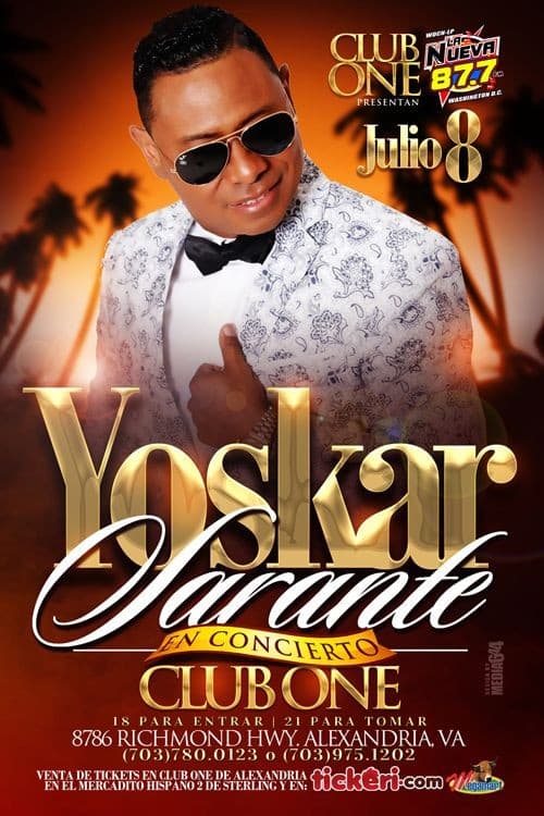 Event - Yoskar Sarante en Alexandria,VA - Alexandria, Virginia - July 8, 2017 | concert tickets