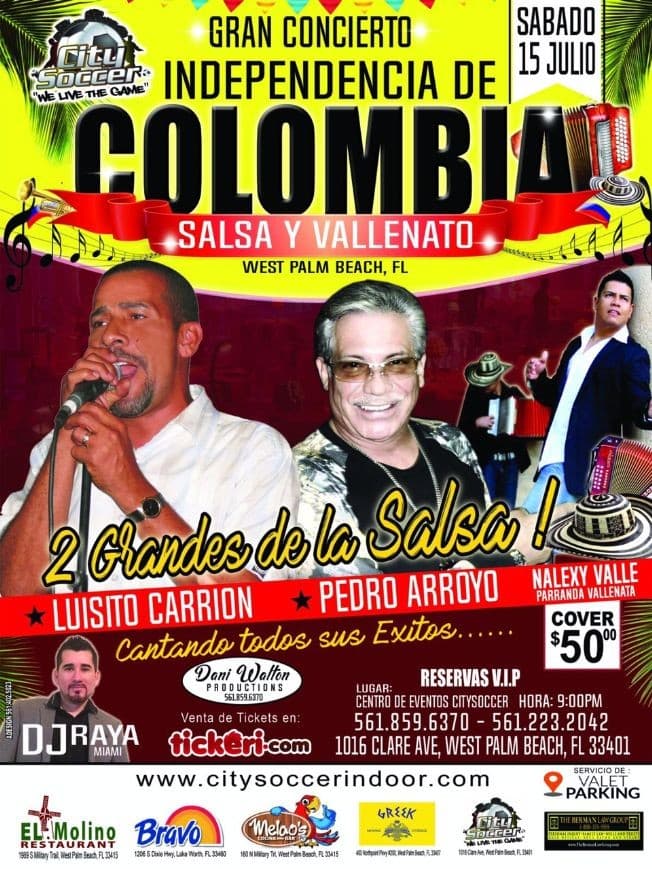 Event - Gran Concierto Independencia de Colombia "West Palm Beach" - West Palm Beach, Florida - July 15, 2017 | concert tickets