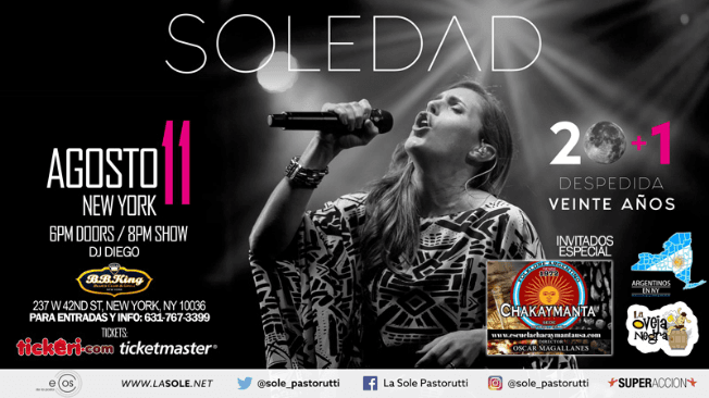 Event - Soledad en New York,NY (tickets are still available, please buy tickets at bbking box office) - New York, New York - August 11, 2017 | concert tickets