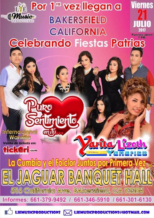 Event - Puro Sentimiento & Yarita Lizeth en Bakersfield,CA - Bakersfield, California - July 21, 2017 | concert tickets