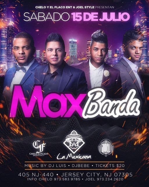 Event - Max Banda en Jersey City,NJ - Jersey City, New Jersey - July 15, 2017 | concert tickets
