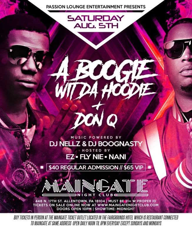 Event - A-Boogie wit da Hoodie and special guest Don Q - Allentown, Pennsylvania - 5 de agosto de 2017 | concert tickets