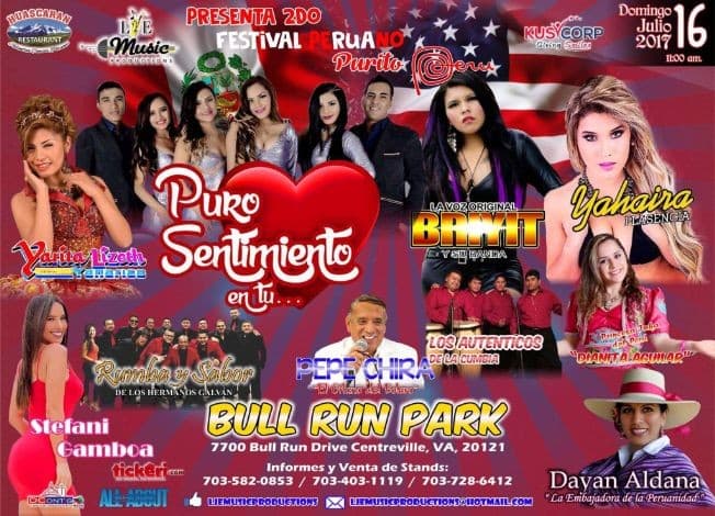 Event - 2do Festival Peruano Purito Peru con Puro Sentimiento, Briyit, Yarita Lizeth y mas en Virginia - Centreville, Virginia - July 17, 2017 | concert tickets