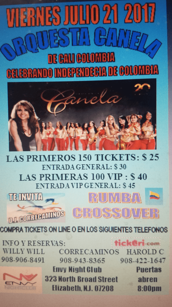 Event - Orquesta canela      en vivo - Elizabeth, New Jersey - 21 de julio de 2017 | concert tickets