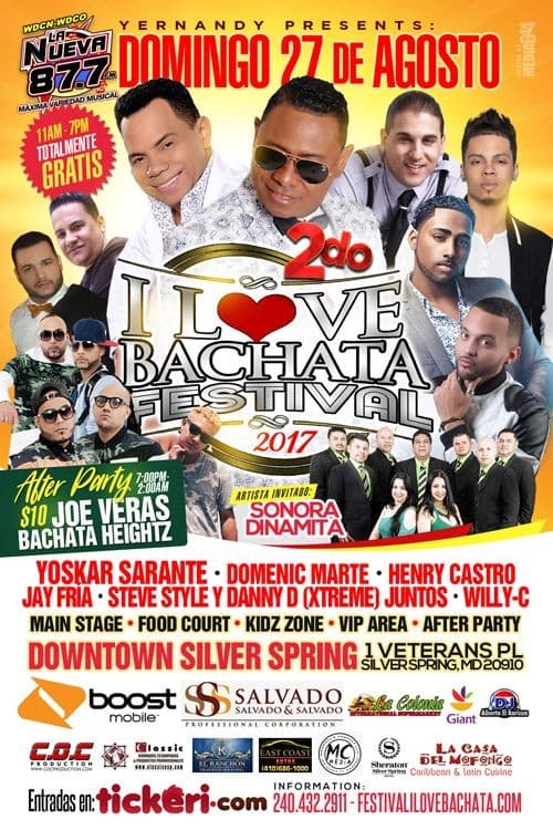Event - 2nd I LOVE BACHATA FESTIVAL 2017 in Silver Spring,MD - Silver Spring, Maryland - August 27, 2017 | concert tickets