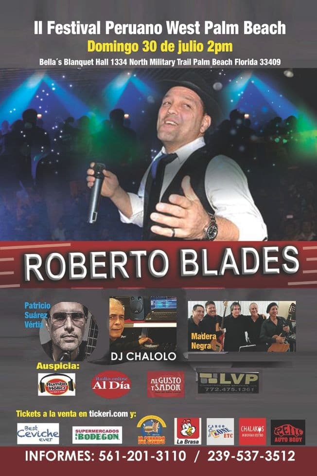 Event - ROBERTO BLADES EN CONCIERTO - West palm beach fl, Florida - July 30, 2017 | concert tickets