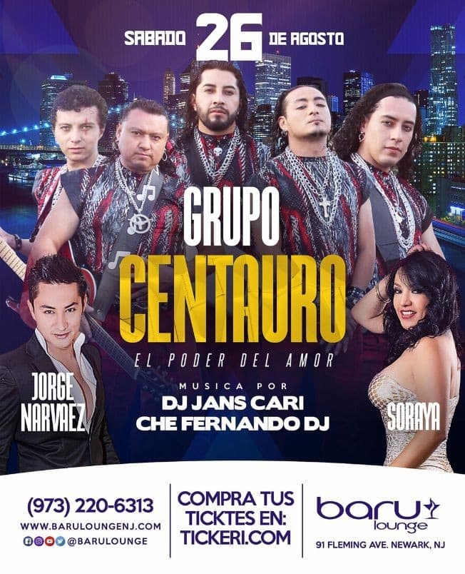 Event - GRUPO CENTAURO - SORAYA - JORGE NARVAEZ - Newark, New Jersey - August 26, 2017 | concert tickets