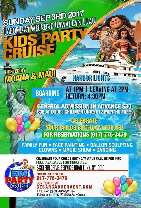 Event - Labor Day Hawaiian Luau Kids Party Cruise - New York, New York - September 3, 2017 | concert tickets