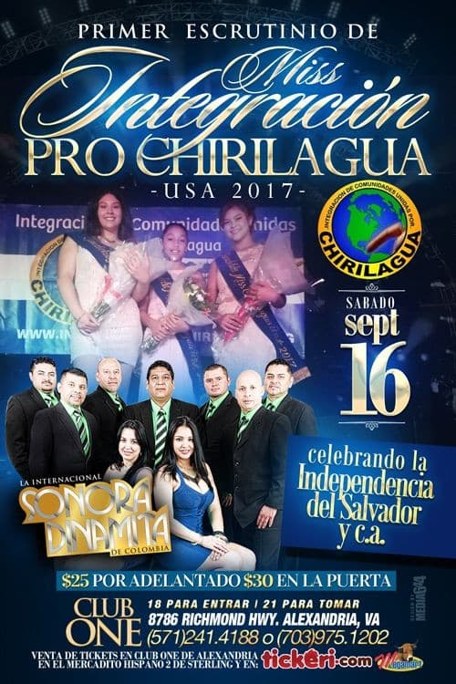 Event - Miss Integracion Pro Chirilagua - Alexandria, Virginia - 16 de septiembre de 2017 | concert tickets
