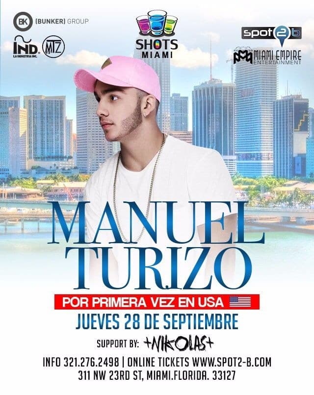 Event - TONIGHT Manuel Turizo - Miami, Florida - September 28, 2017 | concert tickets