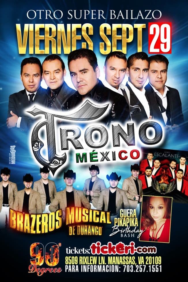 Event - Trono de Mexico y Brazeros Musical de Durango en Manassas VA - Manassas, Virginia - September 29, 2017 | concert tickets