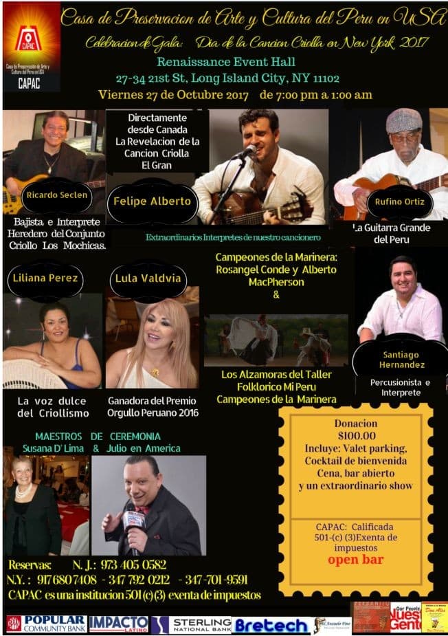 Event - Dia de la Cancion Criolla in New York 2017 - LIC Astoria, New York - 27 de octubre de 2017 | concert tickets