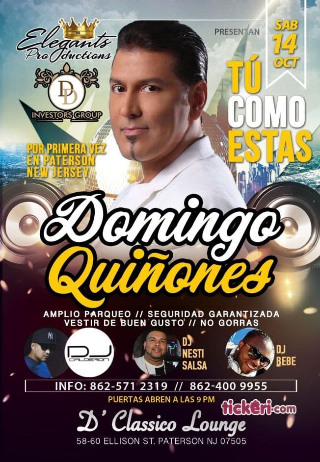 Event - Domingo Quiñones y Orquesta - Paterson, New Jersey - October 14, 2017 | concert tickets