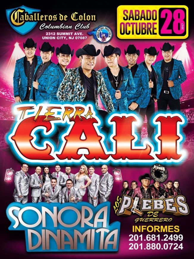 Event - Tierra Cali, Sonora Dinamita y Los Plebes en Union City NJ - Union City, New Jersey - October 28, 2017 | concert tickets