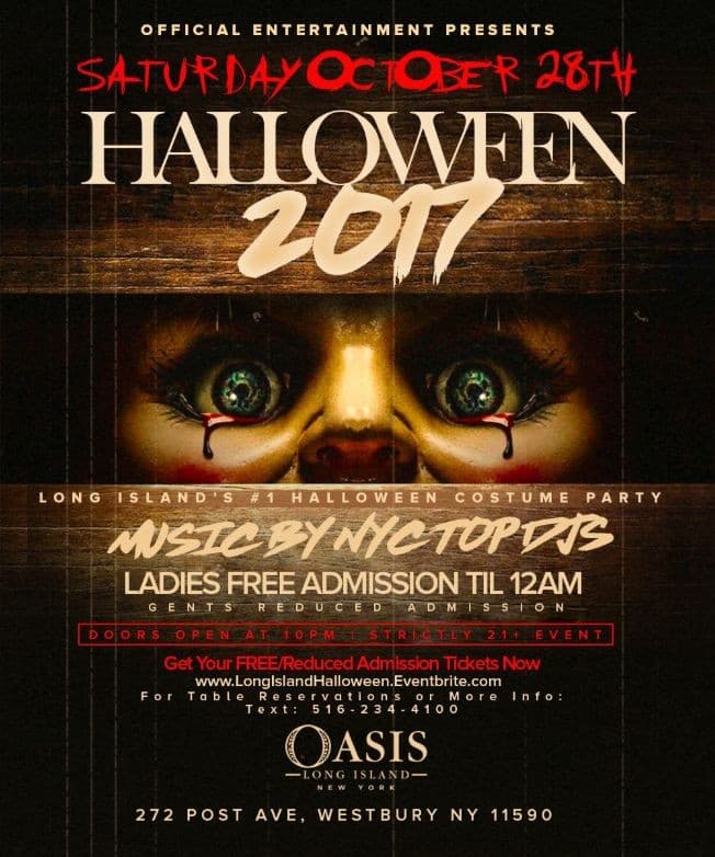 Event - Long Islands #1 Halloween Costume Party 2017 at Club OASIS in Westbury - Westbury, New York - October 28, 2017 | concert tickets