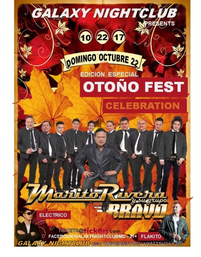 Event - MARITO RIVERA - OTOñO FEST @GALAXY NIGHTCLUB - Adelphi, Maryland - October 22, 2017 | concert tickets