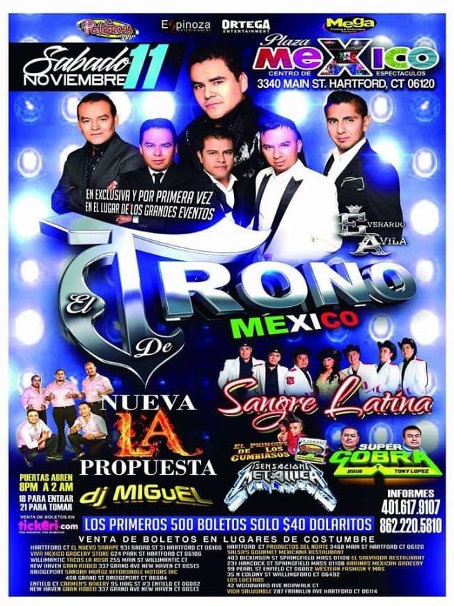 Event - El Trono de Mexico en Hartford, CT - Hartford, Connecticut - November 11, 2017 | concert tickets