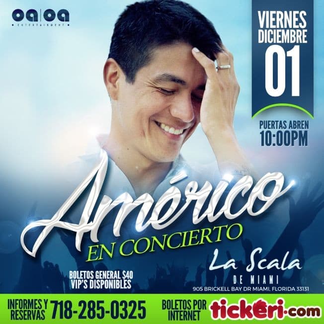 Event - Americo en Miami - Miami, Florida - December 1, 2017 | concert tickets