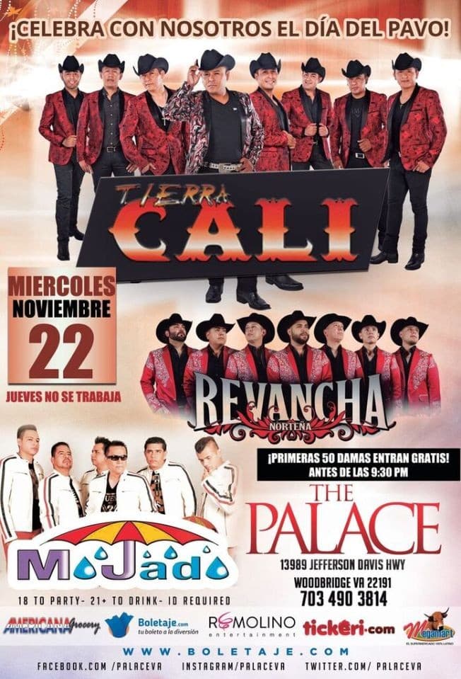 Event - Tierra Cali, Revancha Norteña & Grupo Mojado en Woodbridge,VA - Woodbridge, Virginia - November 22, 2017 | concert tickets