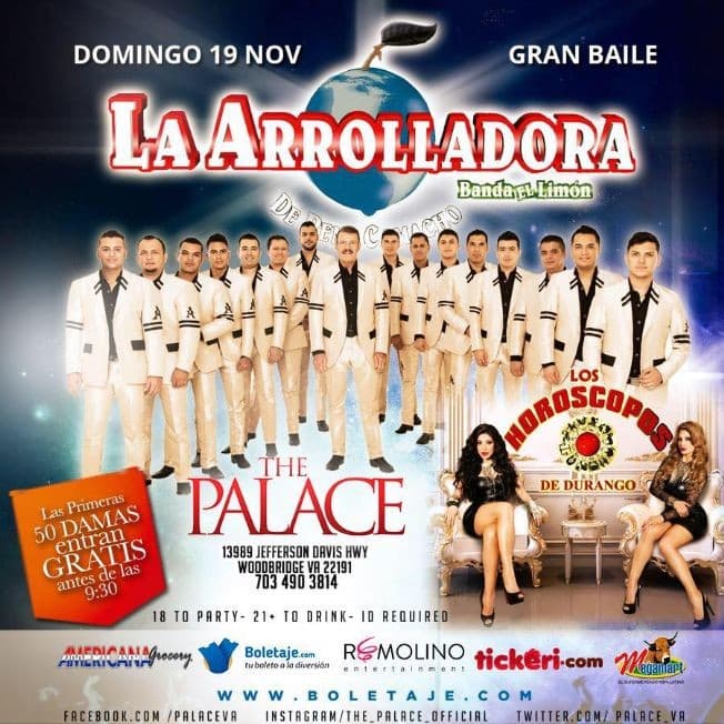 Event - La Arrolladora Banda el Limon & Los Horoscopos de Durango en Woodbridge,VA - Woodbridge, Virginia - 19 de noviembre de 2017 | concert tickets