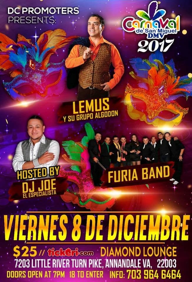 Event - Lemus y su Grupo Algodon & Furia Band en Annandale,VA - Annandale, Virginia - December 8, 2017 | concert tickets